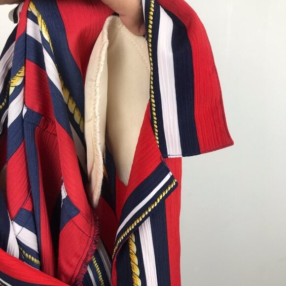 Vintage Alia Stripped Colourful Button Up Shirt Unisex Padded Shoulder Size 12 - Picture 12 of 12